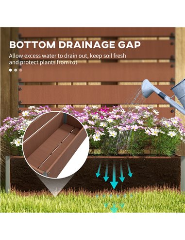 Outsunny Raised Bed for Garden, Planter with Trellis for Climbing Plants, Vines, Planter Box with Drainage Gap, Light Brown 84H-