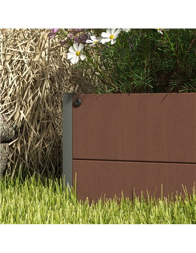 Outsunny Raised Bed for Garden, Planter with Trellis for Climbing Plants, Vines, Planter Box with Drainage Gap, Light Brown 84H-