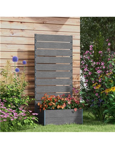 Outsunny Garden Planter with Trellis for Climbing Plants, Dark Grey 84H-084V00CG