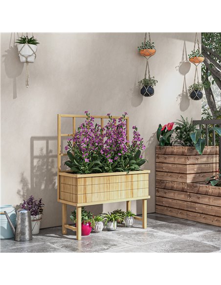 Outsunny Wooden Raised Planter with Trellis for Vine Climbing Plants 84H-085V00ND - pic 47345 | FastDaddyshop