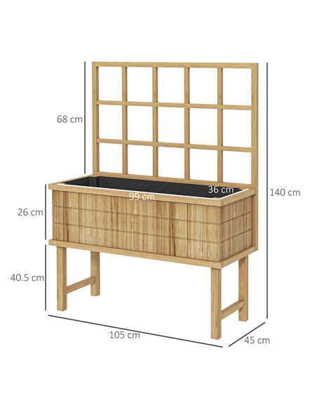 Outsunny Wooden Raised Planter with Trellis for Vine Climbing Plants, Elevated Garden Bed with Drainage Holes and Bed Liner for  - pic 47346 | FastDaddyshop