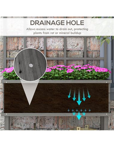 Outsunny Wooden Raised Planter with Trellis for Vine Climbing Plants, Elevated Garden Bed with Drainage Holes and Bed Liner for 