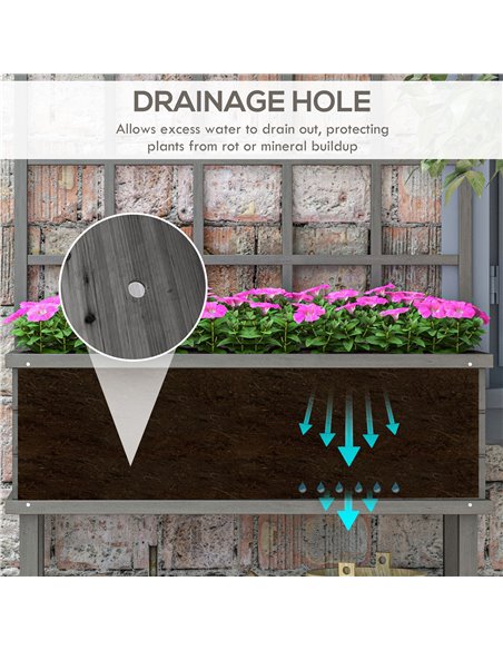 Outsunny Wooden Raised Planter with Trellis for Vine Climbing Plants, Elevated Garden Bed with Drainage Holes and Bed Liner for  - pic 47357 | FastDaddyshop