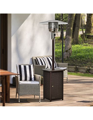 Outsunny 12KW Patio Gas Heater Freestanding Outdoor Garden Heating Rattan Furniture Wicker Table Top 01-0924
