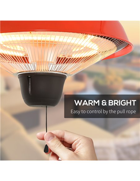Outsunny 1500W Garden Electric Halogen Patio Heater Hanging Lamp Aluminum Outdoor Ceiling Mounted Heat Warmer - Red 842-081 - pic 47401 | FastDaddyshop