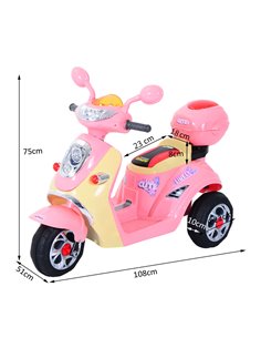 HOMCOM Electric Ride on Toy Tricycle Car-Pink 2