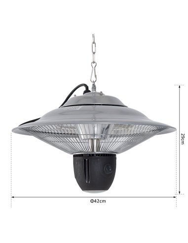 Outsunny 1500W Patio Heater Outdoor Ceiling Mounted Aluminium Halogen Electric Hanging Heating Light with Remote Control and 3 H