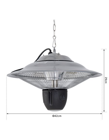 Outsunny 1500W Patio Heater Outdoor Ceiling Mounted Aluminium Halogen Electric Hanging Heating Light with Remote Control and 3 H - pic 47418 | FastDaddyshop