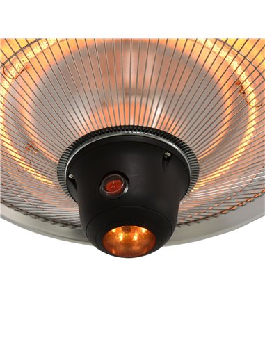 Outsunny 1500W Patio Heater Outdoor Ceiling Mounted Aluminium Halogen Electric Hanging Heating Light with Remote Control and 3 H