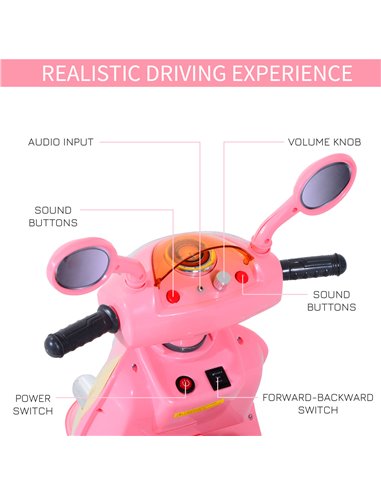 HOMCOM Electric Ride on Toy Tricycle Car-Pink