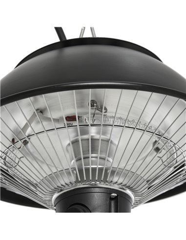 Outsunny 600W Electric Heater Ceiling Hanging Halogen Light with Adjustable Hook Chain Black Aluminium Frame 842-102