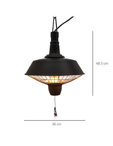 Outsunny 2100W Outdoor Ceiling Mounted Halogen Electric Heater Hanging Patio Garden Warmer Light - Black 842-111