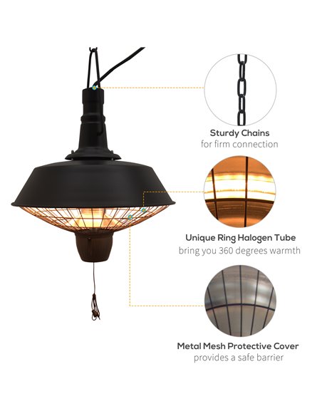 Outsunny 2100W Outdoor Ceiling Mounted Halogen Electric Heater Hanging Patio Garden Warmer Light - Black 842-111 - pic 47449 | FastDaddyshop