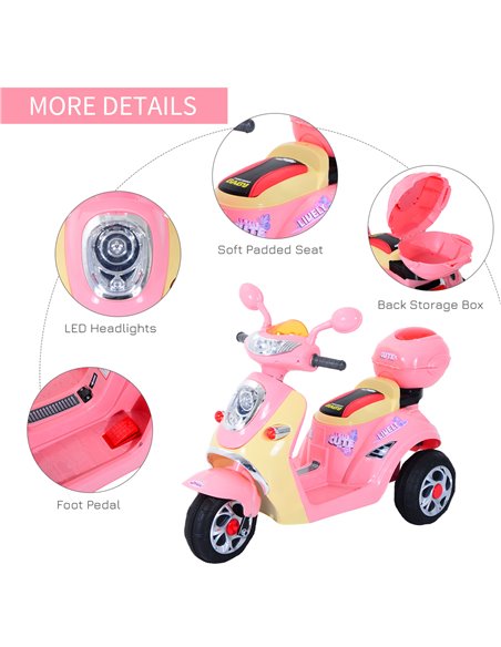 HOMCOM Electric Ride on Toy Tricycle Car-Pink - pic 4745 | FastDaddyshop
