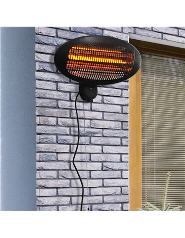 Outsunny 2kw Wall Mounted Infrared Electric Patio Heater, Black 842-123V01