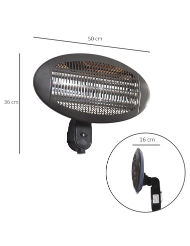 Outsunny 2kw Wall Mounted Infrared Electric Patio Heater Garden Outdoor Heating Warmer Waterproof 3 Power Settings Tilt Angle 84