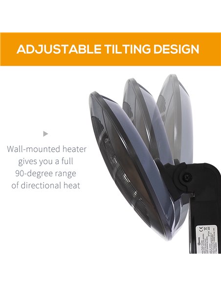 Outsunny 2kw Wall Mounted Infrared Electric Patio Heater Garden Outdoor Heating Warmer Waterproof 3 Power Settings Tilt Angle 84 - pic 47457 | FastDaddyshop