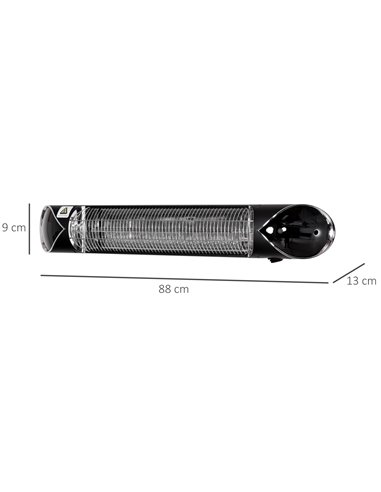 Outsunny 2000W Electric Infrared Patio Heater Wall Mounted Carbon Fibre Heater with Remote Control, 4 Heat Settings, 24-Hour Tim