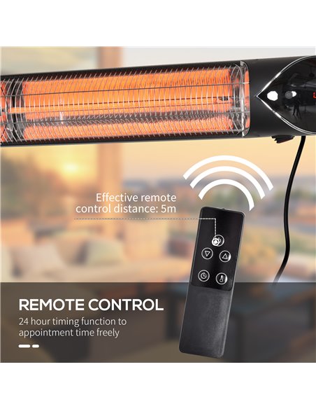 Outsunny 2000W Electric Infrared Patio Heater Wall Mounted Carbon Fibre Heater with Remote Control, 4 Heat Settings, 24-Hour Tim - pic 47475 | FastDaddyshop