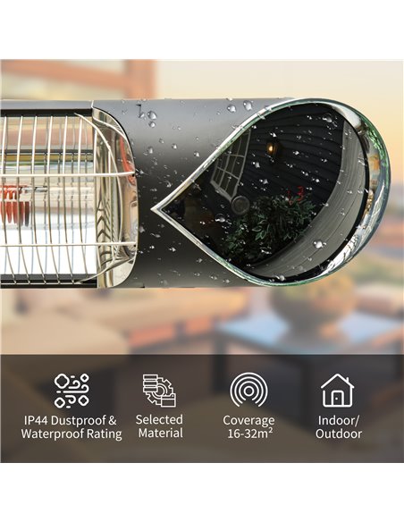Outsunny 2000W Electric Infrared Patio Heater Wall Mounted Carbon Fibre Heater with Remote Control, 4 Heat Settings, 24-Hour Tim - pic 47476 | FastDaddyshop