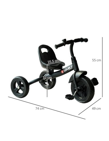 HOMCOM Baby Kids Children Toddler Tricycle Ride on 3 Wheels Bike (Black)