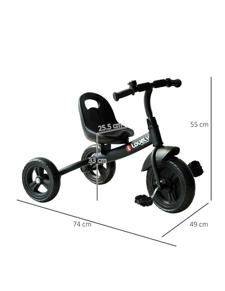 HOMCOM Baby Kids Children Toddler Tricycle Ride on 3 Wheels Bike (Black) - pic 4749 | FastDaddyshop