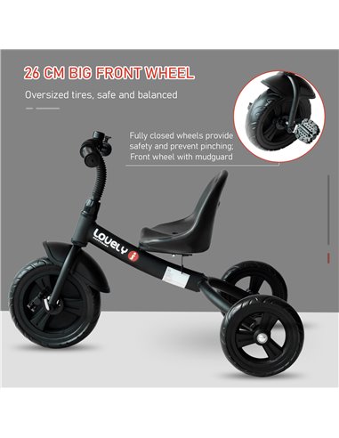HOMCOM Baby Kids Children Toddler Tricycle Ride on 3 Wheels Bike (Black)