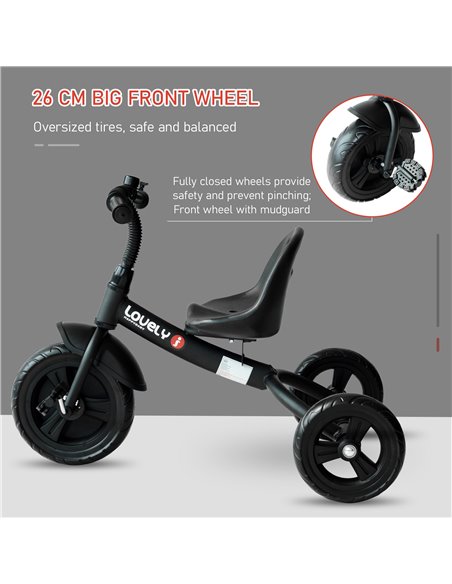 HOMCOM Baby Kids Children Toddler Tricycle Ride on 3 Wheels Bike (Black) - pic 4750 | FastDaddyshop