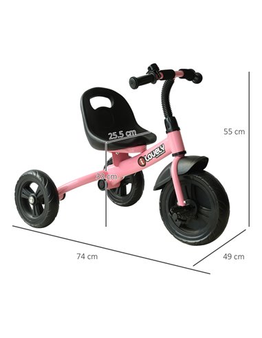 HOMCOM Baby Kids Children Toddler Tricycle Ride on 3 Wheels Bike (Pink)