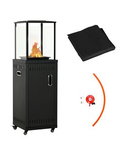 Outsunny 9KW Gas Patio Heater with Lava Rocks, Black 842-189V01BK