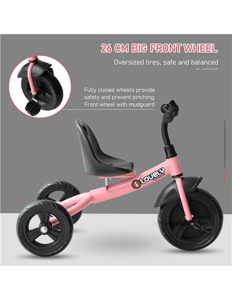 HOMCOM Baby Kids Children Toddler Tricycle Ride on 3 Wheels Bike (Pink) - pic 4758 | FastDaddyshop