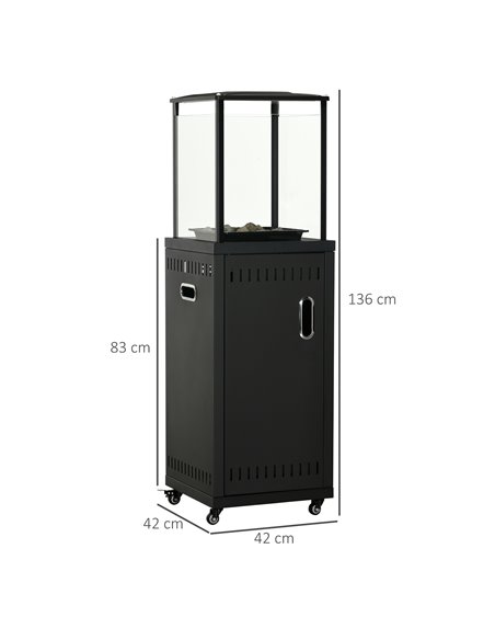 Outsunny 9KW Gas Patio Heater with Lava Rocks, Freestanding Heater Real Flame Propane Heater with Wheels, Dust Cover, Regulator  - pic 47580 | FastDaddyshop