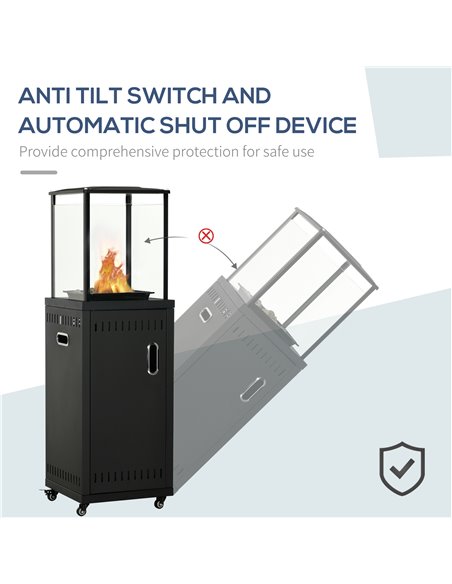 Outsunny 9KW Gas Patio Heater with Lava Rocks, Freestanding Heater Real Flame Propane Heater with Wheels, Dust Cover, Regulator  - pic 47581 | FastDaddyshop