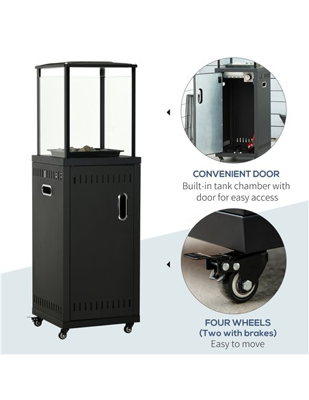 Outsunny 9KW Gas Patio Heater with Lava Rocks, Freestanding Heater Real Flame Propane Heater with Wheels, Dust Cover, Regulator  - pic 47582 | FastDaddyshop