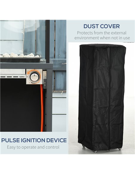Outsunny 9KW Gas Patio Heater with Lava Rocks, Freestanding Heater Real Flame Propane Heater with Wheels, Dust Cover, Regulator  - pic 47583 | FastDaddyshop
