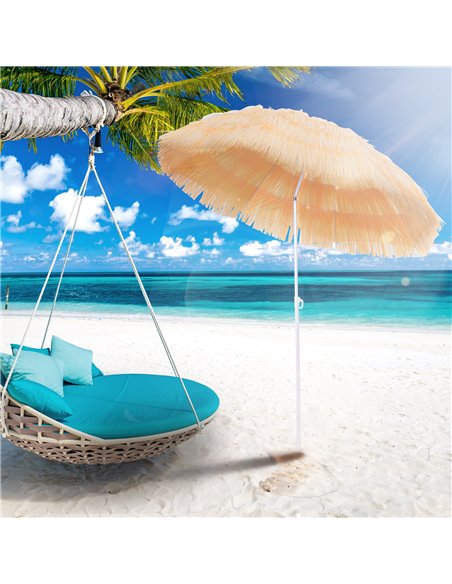 Outsunny Patio Garden Hawaii Beach Sun Umbrella Sunshade Hawaiian Folding Tilting Crank Parasol (Wheat) 01-0025 - pic 47588 | FastDaddyshop