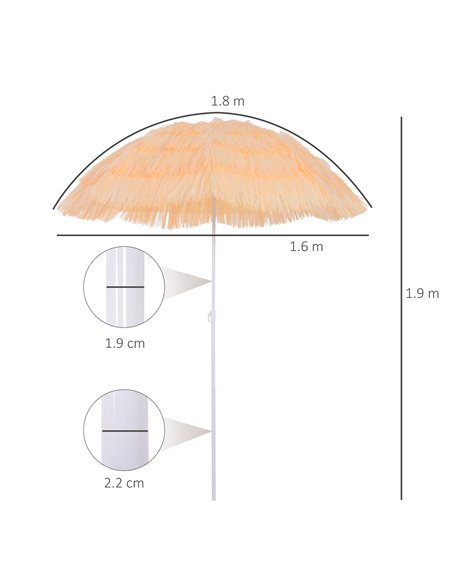 Outsunny Patio Garden Hawaii Beach Sun Umbrella Sunshade Hawaiian Folding Tilting Crank Parasol (Wheat) 01-0025 - pic 47589 | FastDaddyshop