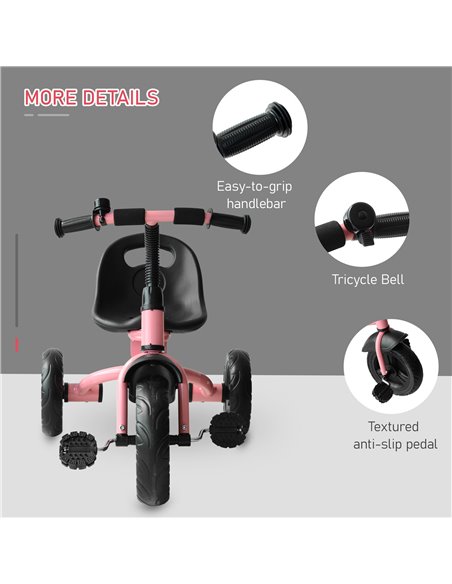 HOMCOM Baby Kids Children Toddler Tricycle Ride on 3 Wheels Bike (Pink) - pic 4759 | FastDaddyshop