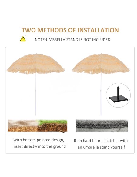 Outsunny Patio Garden Hawaii Beach Sun Umbrella Sunshade Hawaiian Folding Tilting Crank Parasol (Wheat) 01-0025 - pic 47590 | FastDaddyshop