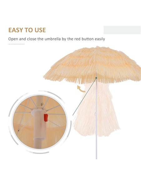 Outsunny Patio Garden Hawaii Beach Sun Umbrella Sunshade Hawaiian Folding Tilting Crank Parasol (Wheat) 01-0025 - pic 47591 | FastDaddyshop