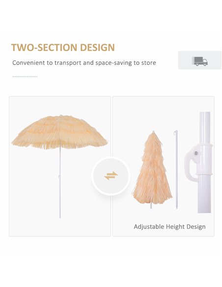 Outsunny Patio Garden Hawaii Beach Sun Umbrella Sunshade Hawaiian Folding Tilting Crank Parasol (Wheat) 01-0025 - pic 47592 | FastDaddyshop