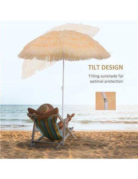 Outsunny Patio Garden Hawaii Beach Sun Umbrella Sunshade Hawaiian Folding Tilting Crank Parasol (Wheat) 01-0025 - pic 47593 | FastDaddyshop