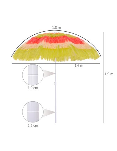 Outsunny Hawaii Beach Umbrella Foldable Parasol-Rainbow 01-0188