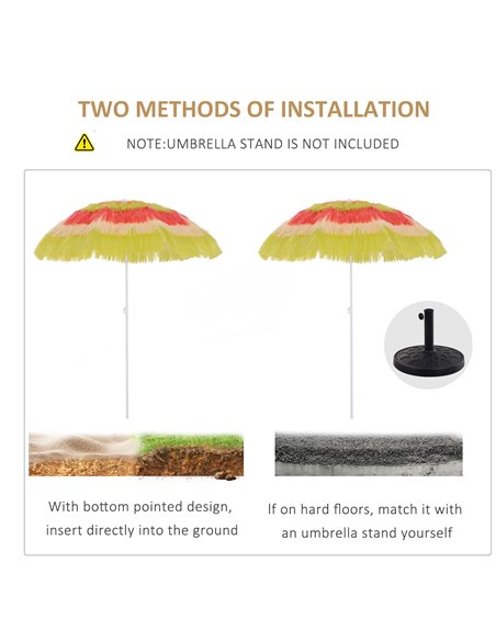 Outsunny Hawaii Beach Umbrella Foldable Parasol-Rainbow 01-0188 - pic 47599 | FastDaddyshop
