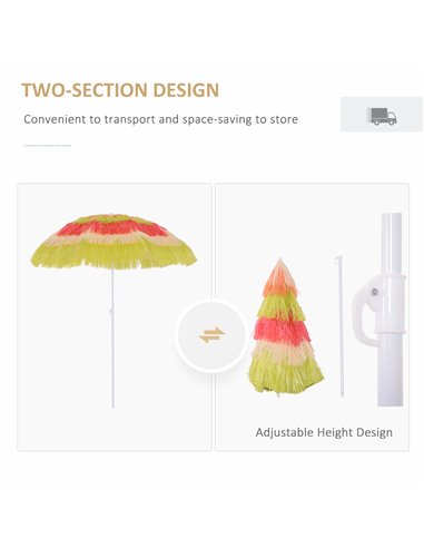 Outsunny Hawaii Beach Umbrella Foldable Parasol-Rainbow 01-0188