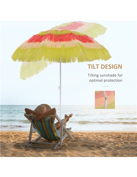 Outsunny Hawaii Beach Umbrella Foldable Parasol-Rainbow 01-0188 - pic 47601 | FastDaddyshop