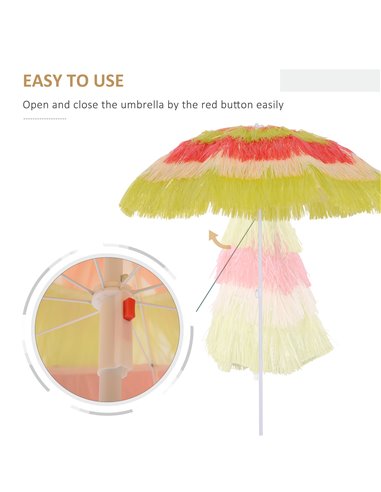 Outsunny Hawaii Beach Umbrella Foldable Parasol-Rainbow 01-0188