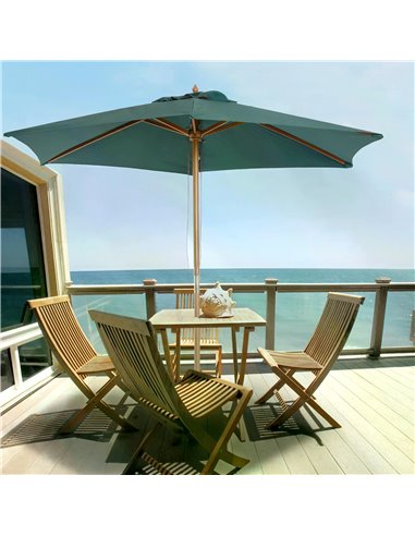 Outsunny 2.5m Wooden Garden Patio Parasol Umbrella-Dark Green 01-0213