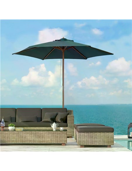Outsunny 2.5m Wooden Garden Patio Parasol Umbrella-Dark Green 01-0213 - pic 47622 | FastDaddyshop
