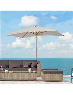 Outsunny 3x2m Wooden Patio Parasol Umbrella, Cream 01-0215 2